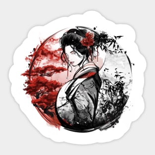 Yin e yang Geisha Sticker